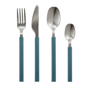 ست قاشق و چنگال ۱۶ پارچه رنگ خاکستری تیره مایل به آبی