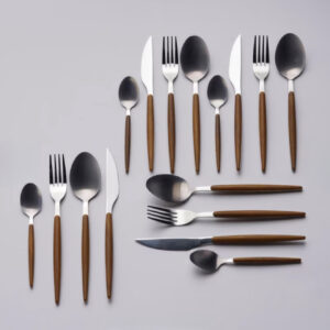 ست قاشق و چنگال ۱۶ پارچه Vesper – کروم و قهوهای