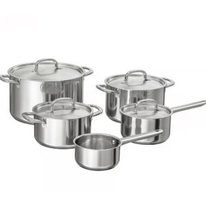 ست ظروف پخت و پز ۹ پارچه از استیل ضدزنگ