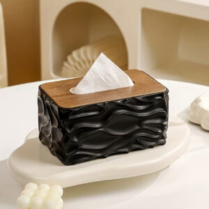 جا دستمال کاغذی بزرگ مدرن مینیمال با درب قهوه‌ای براق