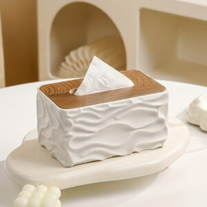 جا دستمال کاغذی بزرگ مدرن مینیمال با درب قهوه‌ای براق