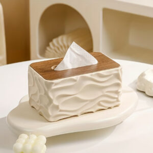 جا دستمال کاغذی بزرگ مدرن مینیمال با درب قهوه‌ای براق