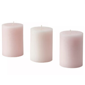 ست ۳ عددی شمع ستون معطر یاس با رنگ صورتی – با مدت سوخت ۳۰ ساعت