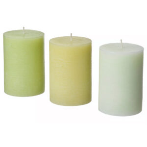 ست ۳ عددی شمع ستون معطر با رایحه سیب و رنگهای ترکیبی – با مدت سوخت ۳۰ ساعت