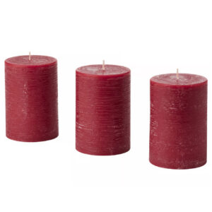 ست ۳ عددی شمع ستون معطر با رایحه توتها و رنگ قرمز – با مدت سوخت ۳۰ ساعت