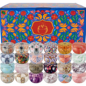 پک ۲۴ عددی شمع معطر با طرح گل و مرمر