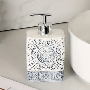 جا مایع صابون از جنس چینی بادوام با پمپ دستی، طرح بوهمی