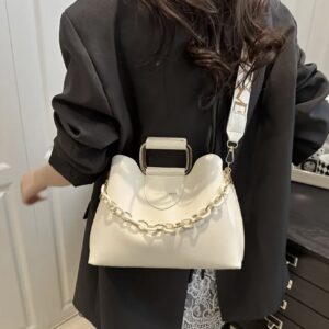 کیف دستی رترو زنانه با بند زنجیری قابل جدا شدن و قابل تنظیم و قفل فلزی طلاییرنگ