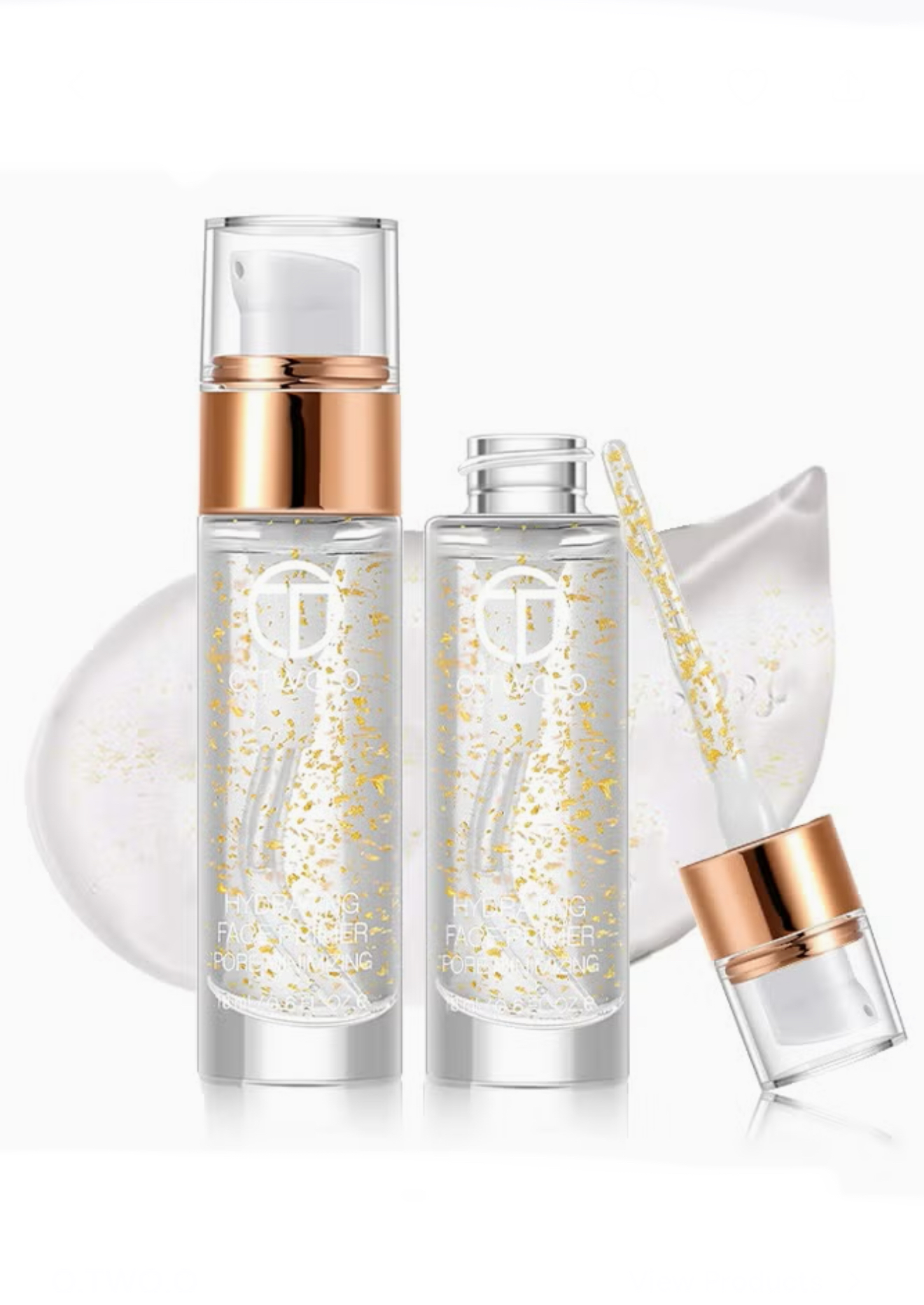 پرایمر صورت آبرسان و کوچککننده منافذ، پوشاننده کامل منافذ بزرگ، محوکننده خطوط ریز و چینوچروک، حاوی فویل طلا، ایجاد جلوه صاف و یکدست (بلور)، ماندگاری بالا