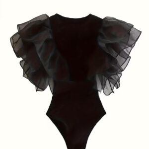 بادی جذب زنانه با تزئینات لایه‌ای از تور