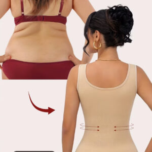 تاپ با قابلیت جمعکننده شکم، طراحی ریب (بافت شیاردار) با تنفسپذیری بالا، بدون پد، کمک به حفظ فرم صحیح بدن (پشتیبانی از کمر)،با پارچه ساده و کشسانی بالا