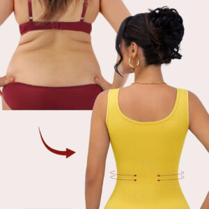 تاپ با قابلیت جمعکننده شکم، طراحی ریب (بافت شیاردار) با تنفسپذیری بالا، بدون پد، کمک به حفظ فرم صحیح بدن (پشتیبانی از کمر)،با پارچه ساده و کشسانی بالا