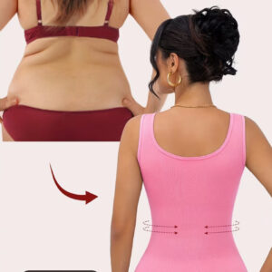 تاپ با قابلیت جمعکننده شکم، طراحی ریب (بافت شیاردار) با تنفسپذیری بالا، بدون پد، کمک به حفظ فرم صحیح بدن (پشتیبانی از کمر)،با پارچه ساده و کشسانی بالا