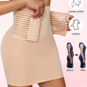 دامن گنی فرمدهنده با کمر بلند و کمربند قابل تنظیم