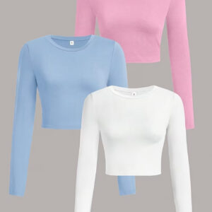 ست ۳تکه زنانه آستین بلند با یقه گرد، طراحی جذب و شیک، مناسب استایل کژوال و جذاب موجود در تمام سایزها