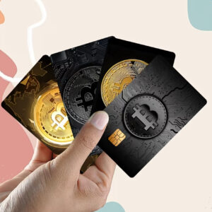 ست ۴ عدد استیکر طرح بیت‌کوین برای کارت